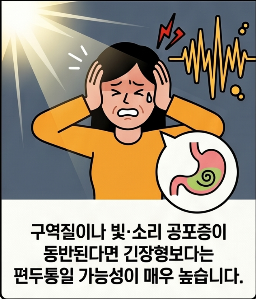 한쪽 두통과 양쪽 조이는 두통으로 보는 두통 감별 안내 이미지