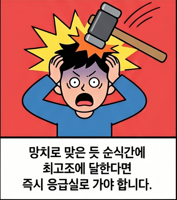 이차두통 가능성을 의심해야 하는 위험한 두통 신호 안내 이미지