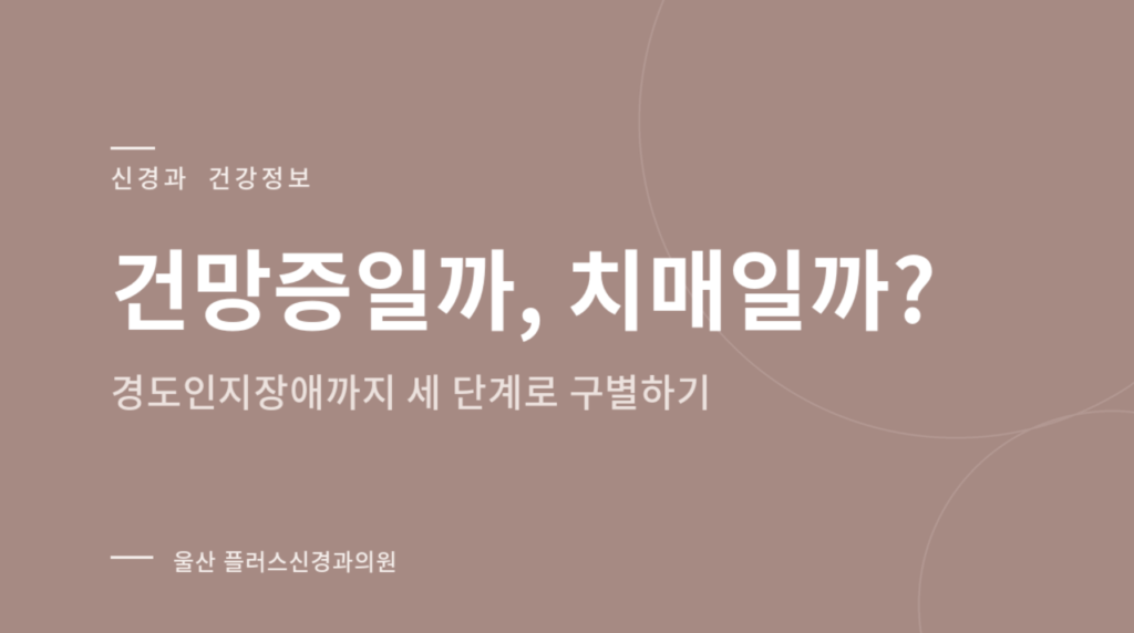 건망증일까 치매일까 — 건망증·경도인지장애·치매를 세 단계로 구별하는 방법을 소개하는 신경과 건강정보 이미지